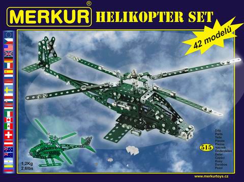 MERKUR HELIKOPTER Set, Тематический конструктор военных вертолетов, 515 деталей.