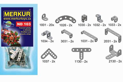MERKUR ND 103, Дополнительные детали к металлическому конструктору, 42 детали.